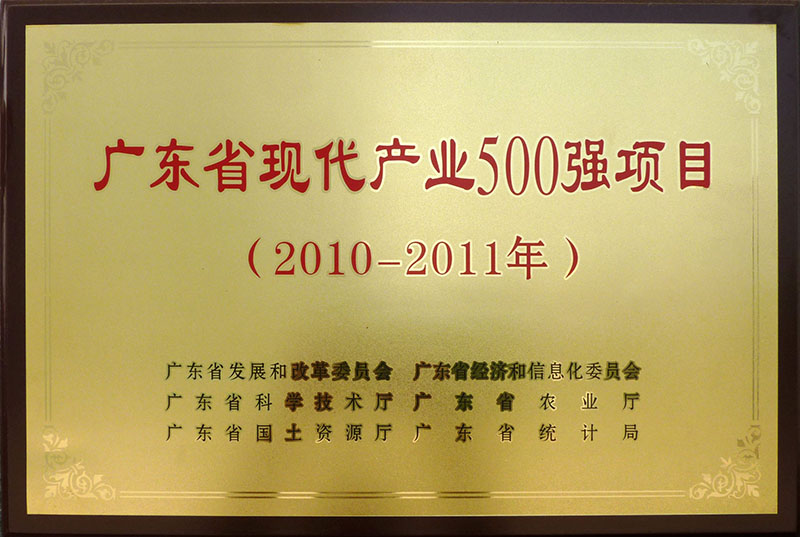 2010年广东省现代产业500强项目（2010-2011年）